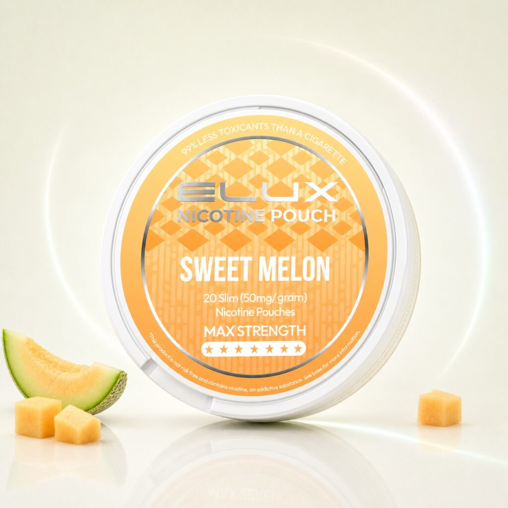 ELUX Sweet Melon 30mg Nicotine Pouches — 30mg nicotine per pouch, slim format, 20 pouches