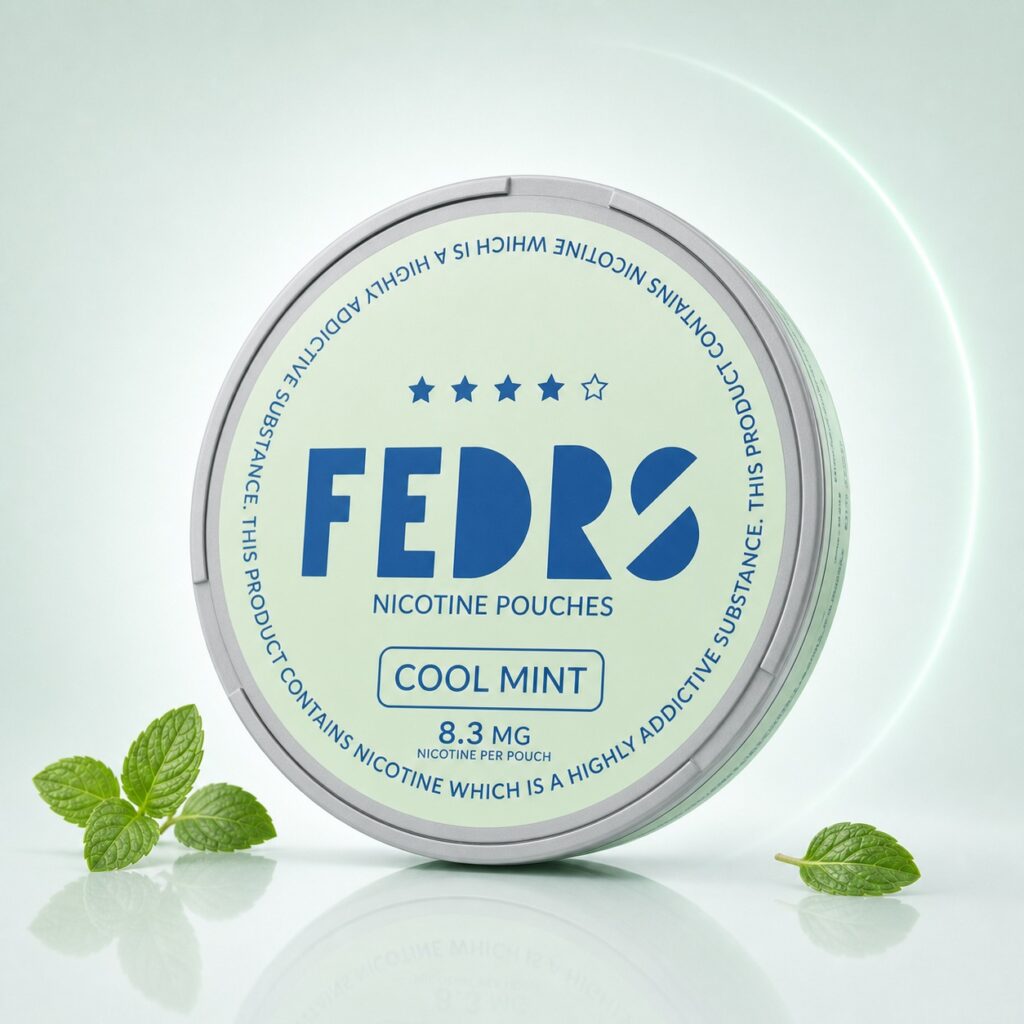 FEDRS Cool Mint 8.3mg Nicotine Pouches — 8.3mg nicotine per pouch, slim format, 20 pouches