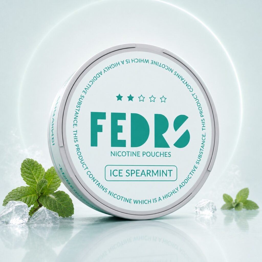 FEDRS Ice Spearmint 2.5mg Nicotine Pouches — 2.5mg nicotine per pouch, slim format, 20 pouches