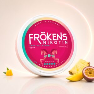 Frokens Tropical Storm 20mg Nicotine Pouches — 20mg nicotine per pouch, slim format, 20 pouches