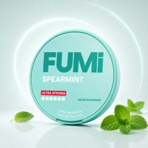 FUMi Spearmint Ultra Strong 15mg — 15mg nicotine per pouch, slim format, 20 pouches