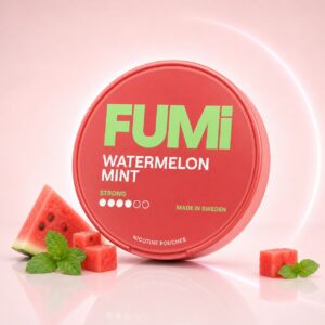 FUMi Watermelon Mint 8mg Nicotine Pouches — 8mg nicotine per pouch, slim format, 20 pouches