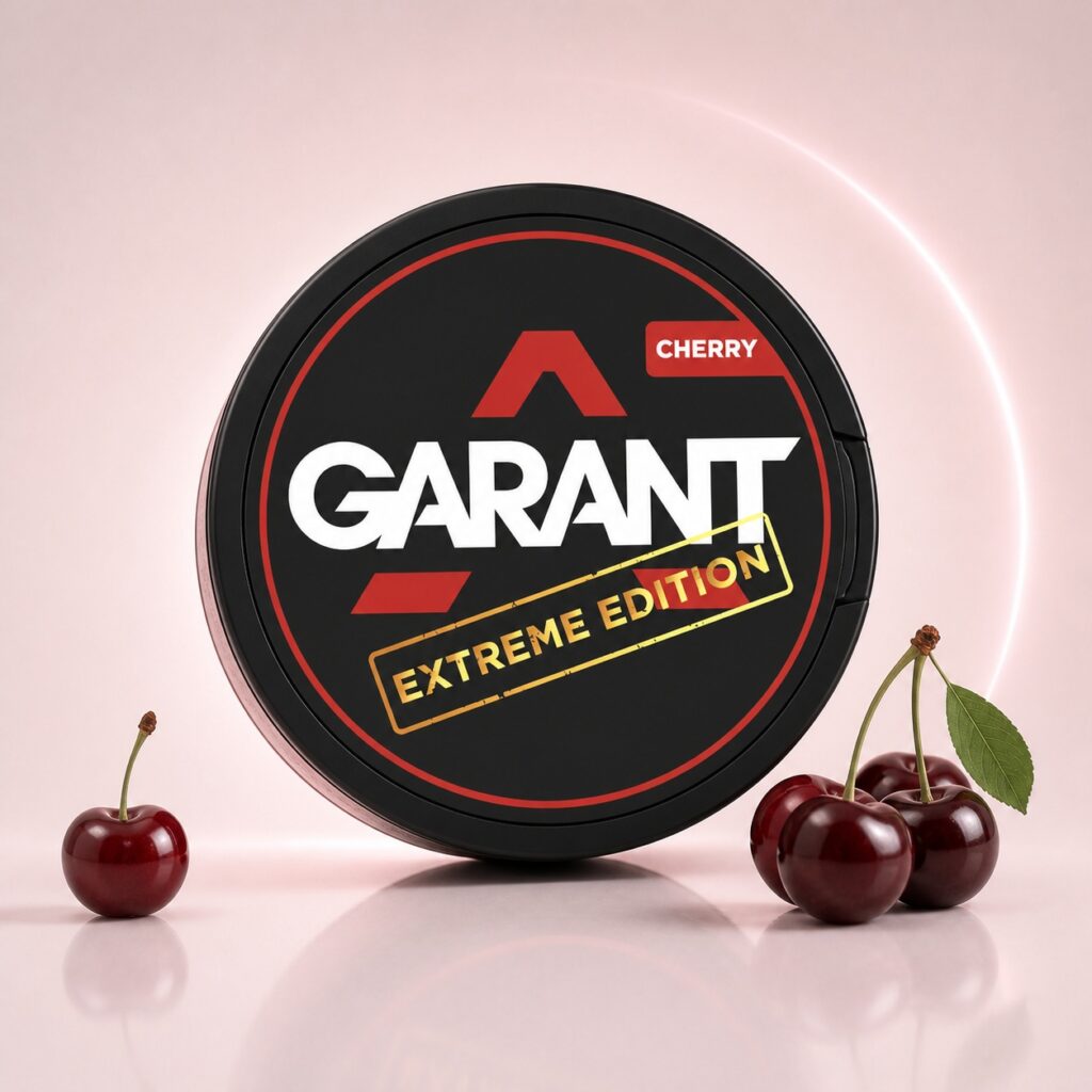 Garant Cherry 25mg Nicotine Pouches — 25mg nicotine per pouch, slim format, 27 pouches