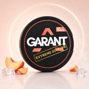 Garant Ice Peach 25mg Nicotine Pouches — 25mg nicotine per pouch, slim format, 27 pouches