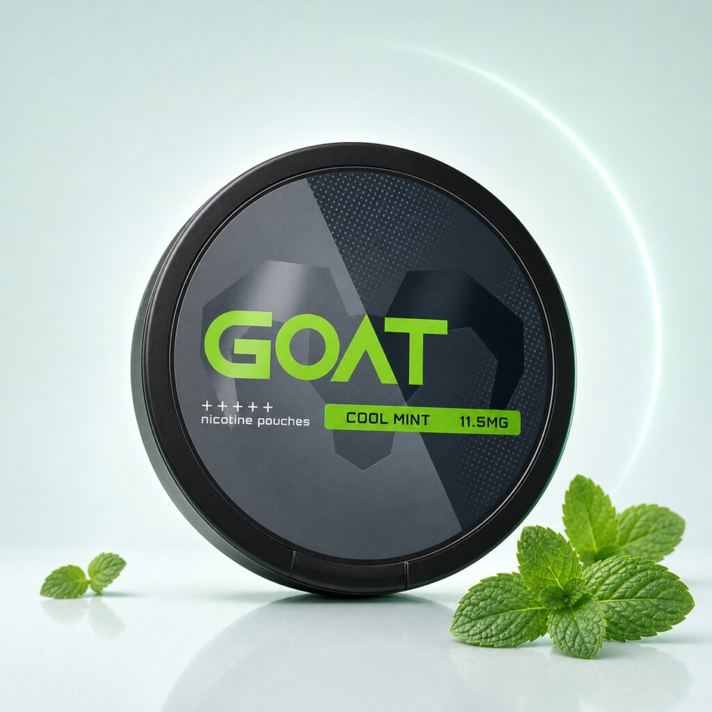 GOAT Cool Mint 11.5mg Nicotine Pouches — 11.5mg nicotine per pouch, slim format, 24 pouches