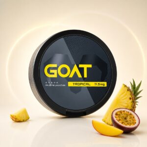 GOAT Tropical 11.5mg Nicotine Pouches — 11.5mg nicotine per pouch, slim format, 20 pouches