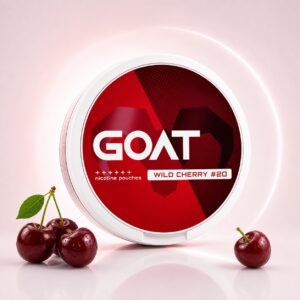 GOAT Wild Cherry 20mg Nicotine Pouches — 20mg nicotine per pouch, slim format, 20 pouches