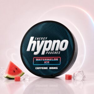 Hypno Watermelon Ice 100mg Nicotine Pouches — 100mg nicotine per pouch, slim format, 21 pouches