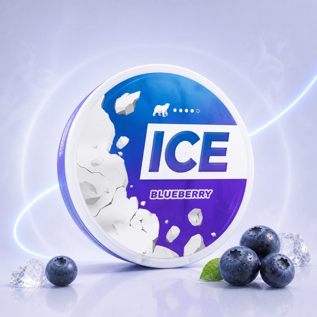 Ice Blueberry 15.4mg Nicotine Pouches — 15.4mg nicotine per pouch, slim format, 20 pouches