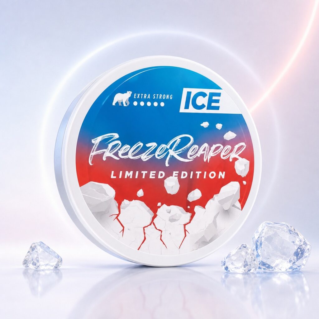 Ice Freeze Reaper 15.4mg Nicotine Pouches — 15.4mg nicotine per pouch, slim format, 20 pouches