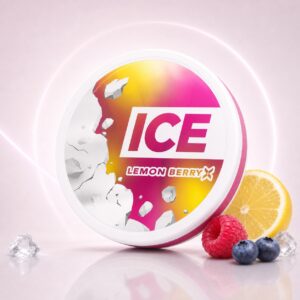 Ice Lemon Berry 26.6mg Nicotine Pouches — 26.6mg nicotine per pouch, slim format, 20 pouches