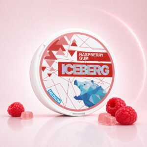 Iceberg Raspberry Gum 12mg Nicotine Pouches — 12mg nicotine per pouch, slim format, 20 pouches