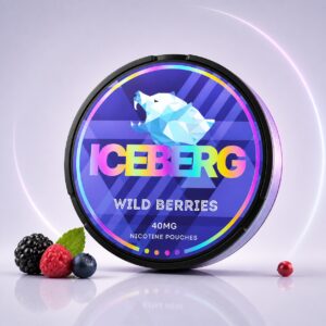 Iceberg Wild Berries 40mg Nicotine Pouches — 40mg nicotine per pouch, slim format, 20 pouches