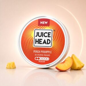 Juice Head Peach Pineapple Regular 6mg — 6mg nicotine per pouch, regular format, 20 pouches
