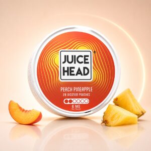Juice Head Peach Pineapple 6mg Nicotine Pouches — 6mg nicotine per pouch, slim format, 20 pouches