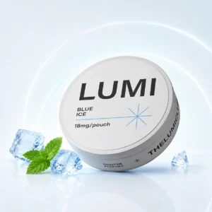 Lumi Blue Ice 18mg Nicotine Pouches — 18mg nicotine per pouch, slim format, 20 pouches