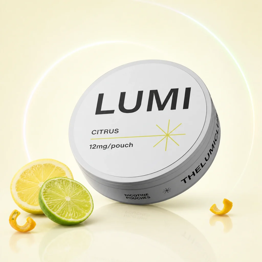 Lumi Citrus 12mg Nicotine Pouches — 12mg nicotine per pouch, slim format, 20 pouches