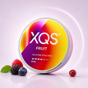 XQS Tropical 8mg — 8mg nicotine per pouch, slim format, 20 pouches