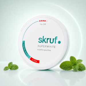 Skruf Superwhite Fresh Mint 11mg — 11mg nicotine per pouch, slim format, 24 pouches