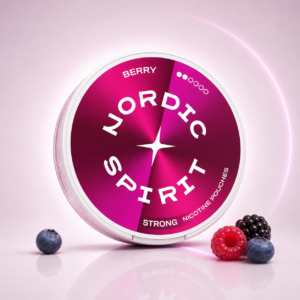 Nordic Spirit Raspberry Strong 9mg — 9mg nicotine per pouch, slim format, 20 pouches