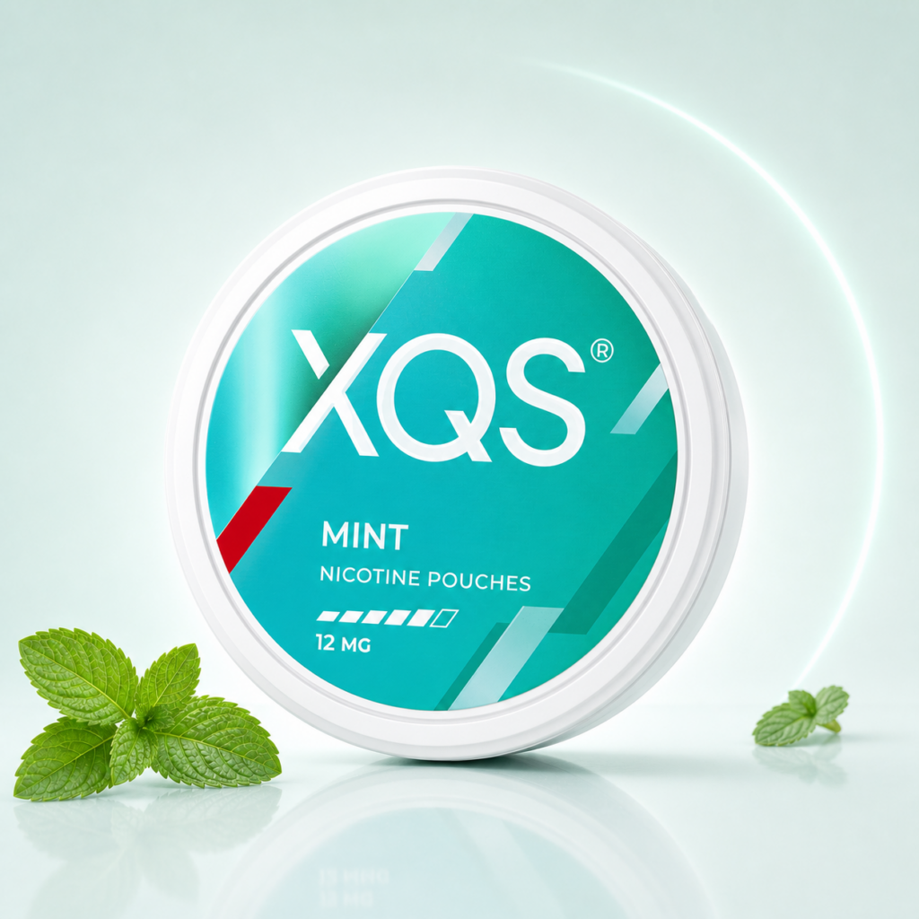 XQS Crisp Ice 12mg — 12mg nicotine per pouch, slim format, 20 pouches