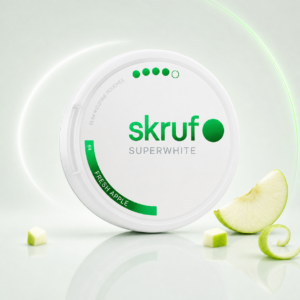 Skruf Superwhite Fresh Apple 12mg — 12mg nicotine per pouch, slim format, 24 pouches