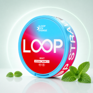 Loop Strawberry Ice Strong — 8.9mg nicotine per pouch, slim format, 20 pouches