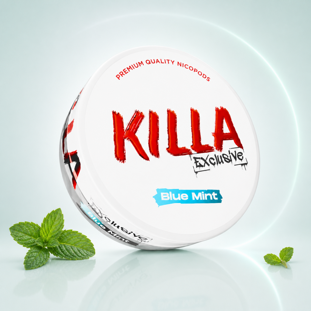KILLA Exclusive Blue Mint — 13.2mg nicotine per pouch, slim format, 20 pouches
