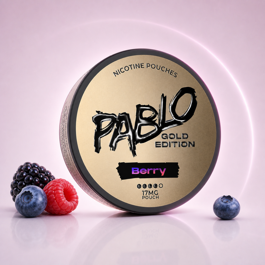 PABLO Gold Edition Blueberry Peach Ice 17mg — 17mg nicotine per pouch, slim format, 20 pouches