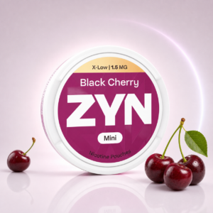 ZYN Black Cherry X-Low Mini 1.5mg — 1.5mg nicotine per pouch, mini format, 20 pouches