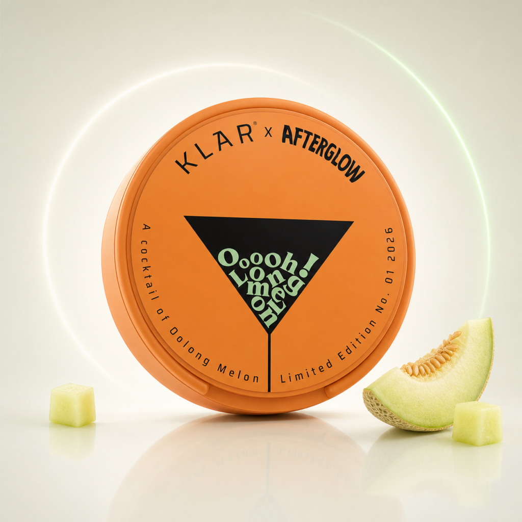 KLAR Afterglow Edition Oolong Melon Mini 6mg — 6.4mg nicotine per pouch, mini format, 20 pouches