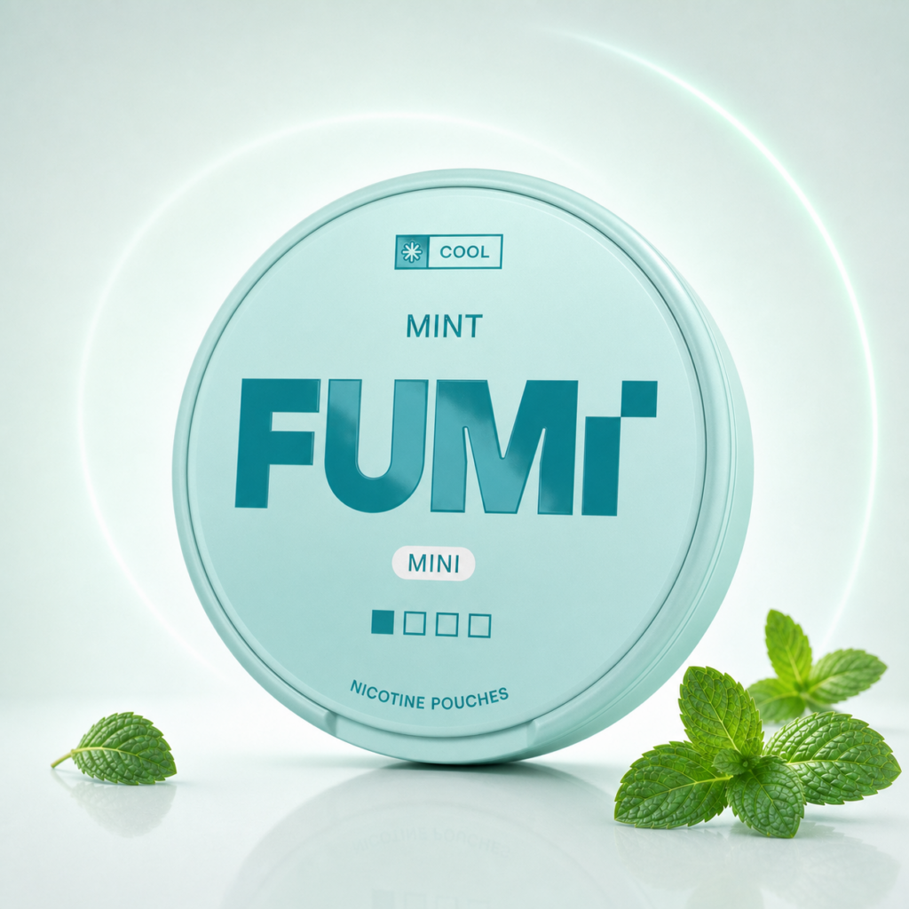 FUMi Spearmint Mini 4mg — 4mg nicotine per pouch, mini format, 20 pouches