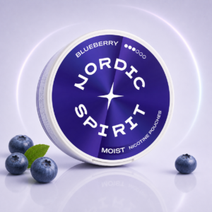 Nordic Spirit Blueberry Strong 9mg — 9mg nicotine per pouch, slim format, 20 pouches