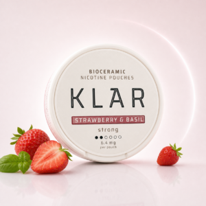 KLAR Strawberry & Basil Strong Mini 6mg — 6.4mg nicotine per pouch, mini format, 20 pouches