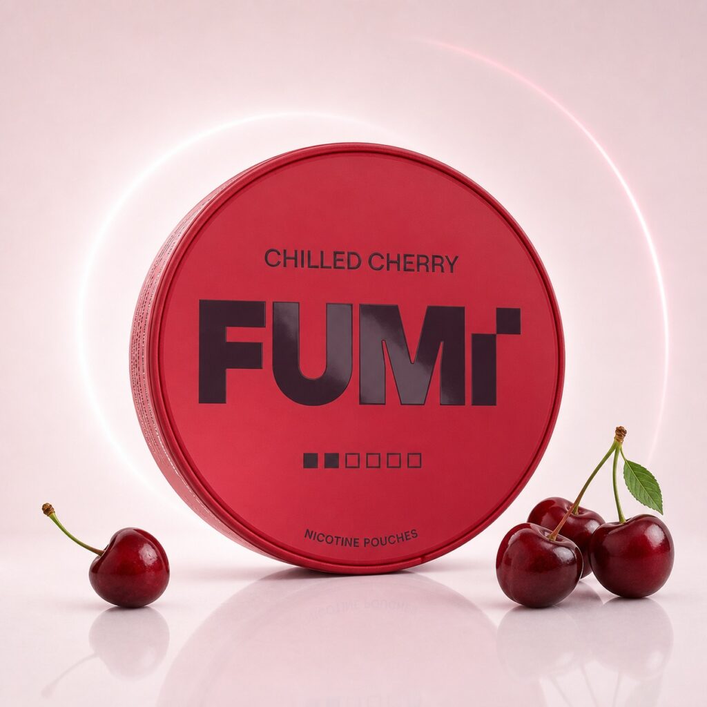 FUMi Chilled Cherry 4mg Nicotine Pouches — 4mg nicotine per pouch, slim format, 20 pouches