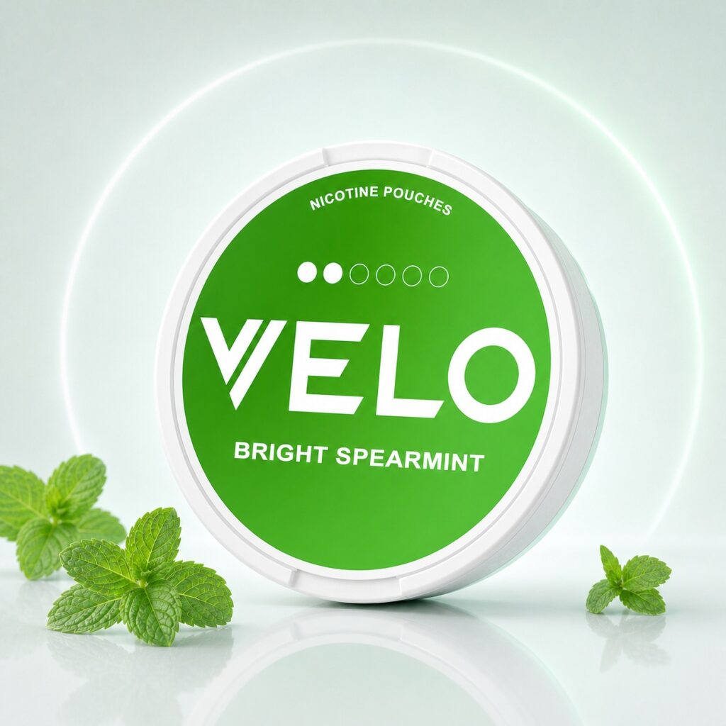Velo Bright Spearmint 6mg Nicotine Pouches — 6mg nicotine per pouch, slim format, 20 pouches