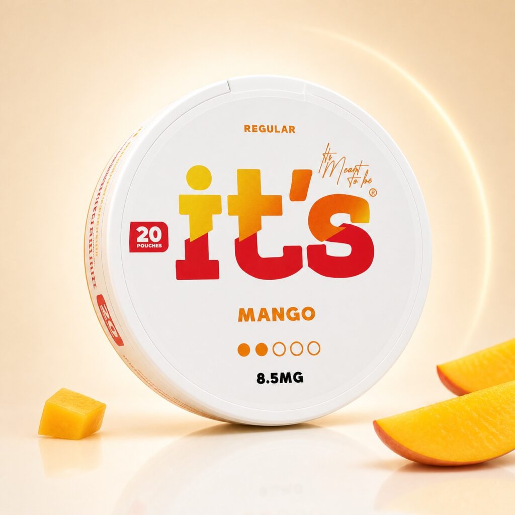 it's Mango 8.5mg Nicotine Pouches — 8.5mg nicotine per pouch, slim format, 20 pouches