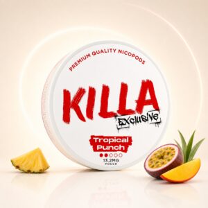 KILLA Tropical Punch 13.2mg Nicotine Pouches — 13.2mg nicotine per pouch, slim format, 20 pouches