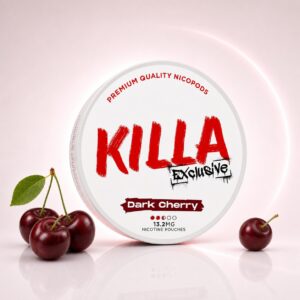 KILLA Dark Cherry 13.2mg Nicotine Pouches — 13.2mg nicotine per pouch, slim format, 20 pouches