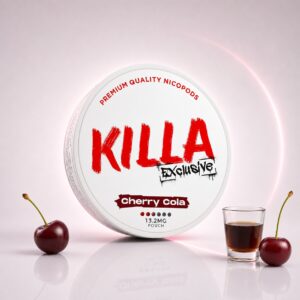 KILLA Cherry Cola 13.2mg Nicotine Pouches — 13.2mg nicotine per pouch, slim format, 20 pouches