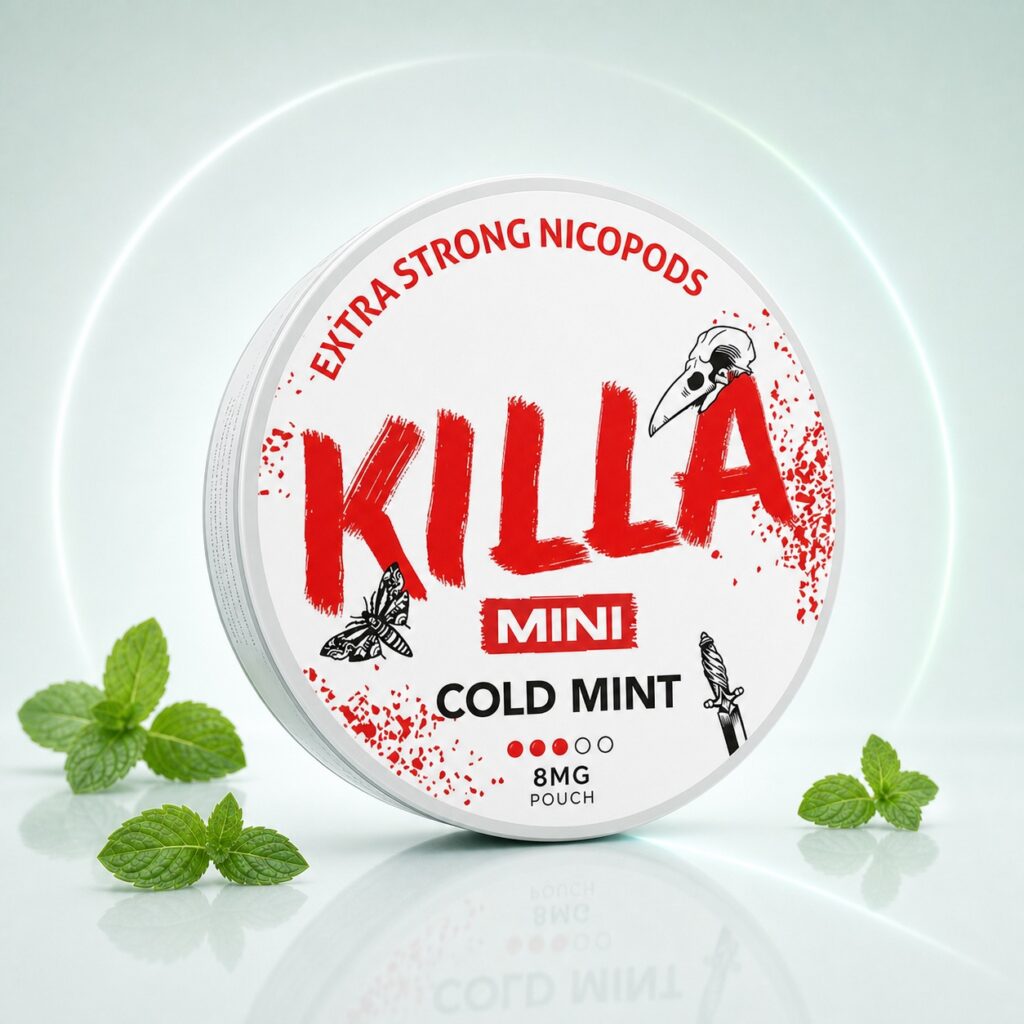 KILLA Cold Mint 8mg Nicotine Pouches — 8mg nicotine per pouch, mini format, 30 pouches