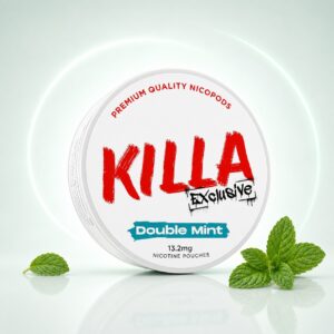 KILLA Double Mint 13.2mg Nicotine Pouches — 13.2mg nicotine per pouch, slim format, 20 pouches