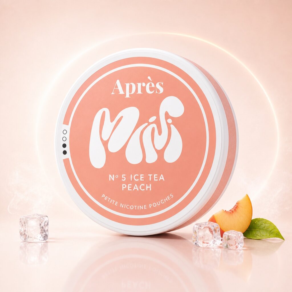 Apres Ice Tea Peach 3.2mg Nicotine Pouches — 3.2mg nicotine per pouch, mini format, 20 pouches