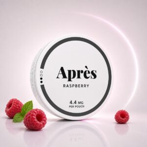 Apres Raspberry Liqorice 4.4mg Nicotine Pouches — 4.4mg nicotine per pouch, slim format, 20 pouches