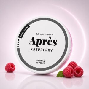 Apres Raspberry Liqorice 8.3mg Nicotine Pouches — 8.3mg nicotine per pouch, slim format, 20 pouches