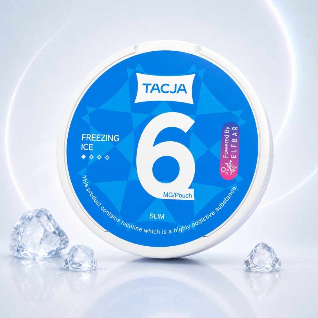 TACJA Freezing Ice 6mg Nicotine Pouches — 6mg nicotine per pouch, slim format, 20 pouches
