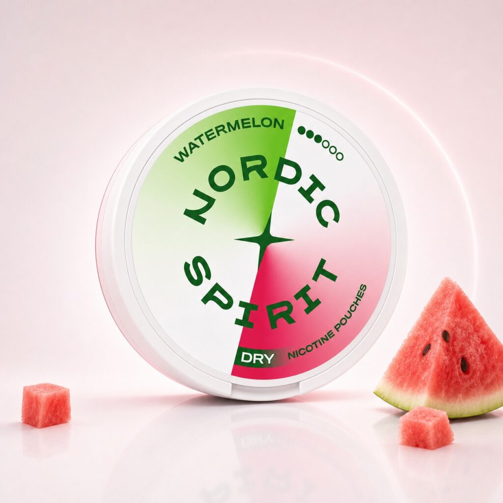 Nordic Spirit Watermelon 9mg Nicotine Pouches — 9mg nicotine per pouch, slim format, 20 pouches
