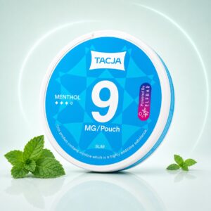 TACJA Menthol 9mg Nicotine Pouches — 9mg nicotine per pouch, slim format, 20 pouches