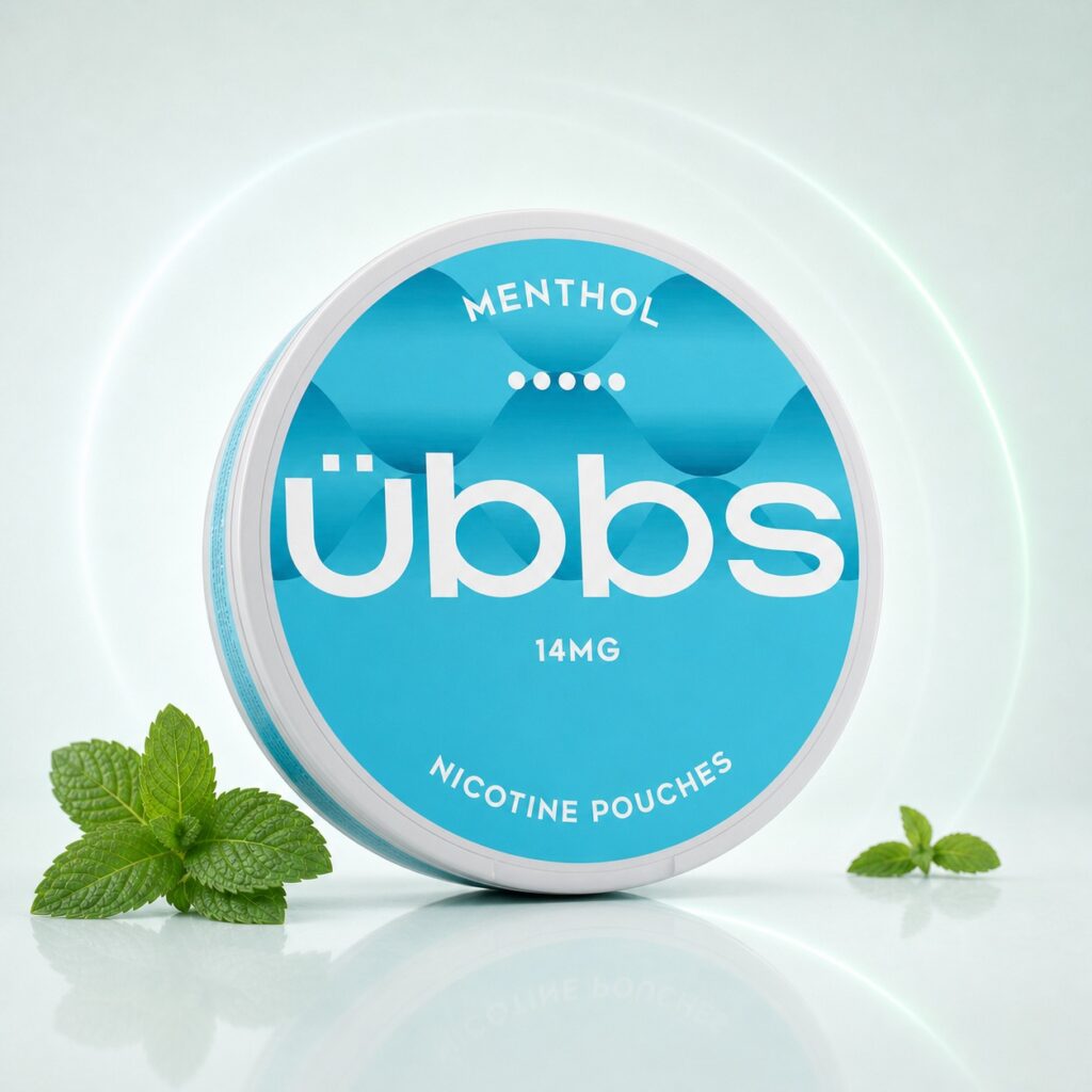 UBBS Menthol 14mg Nicotine Pouches — 14mg nicotine per pouch, slim format, 20 pouches