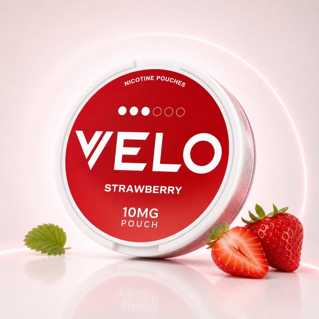 Velo Ruby Berry 10mg Nicotine Pouches — 10mg nicotine per pouch, slim format, 20 pouches